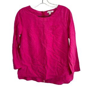 j. crew Hot electric pink silk tunic top shirt 2